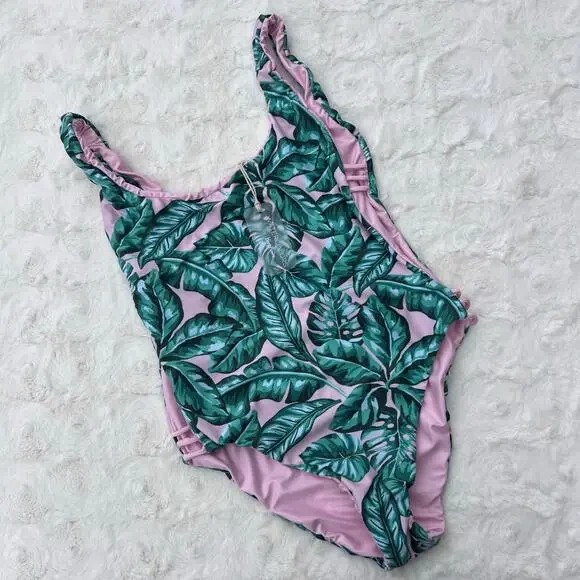 Watercolors by Kenny Flowers Tropical Leaf One Piece Swimsuit Cutout Medium - Picture 3 of 9